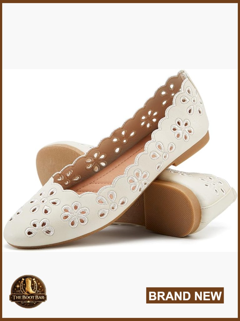 Women's Ballet Flats Pu Leather Round Toe Slip On Comfy Memory Foam Dress Shoes
